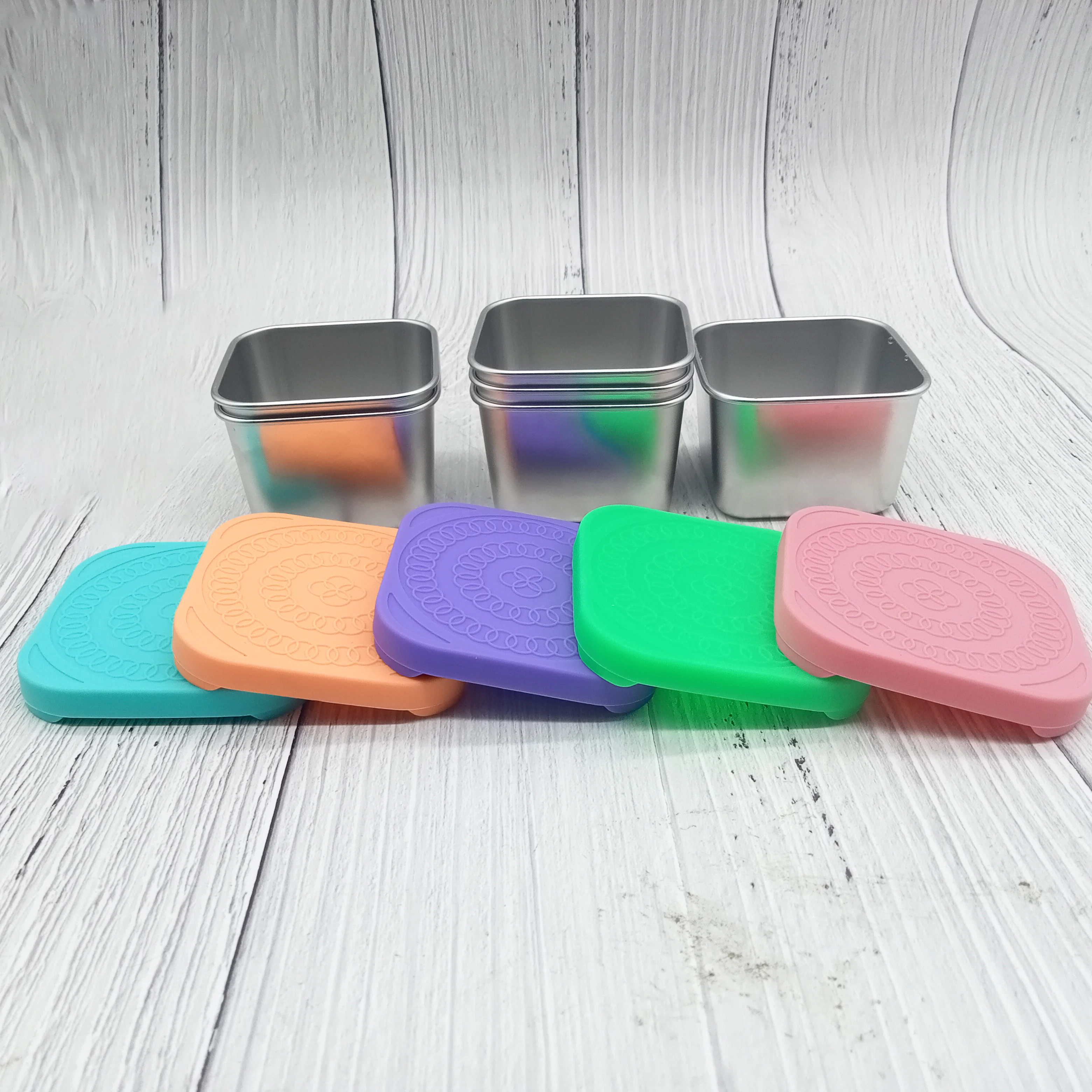 6 Oz Stainless Steel Snack Containers Small Metal Food Storage Container with Silicone Lids