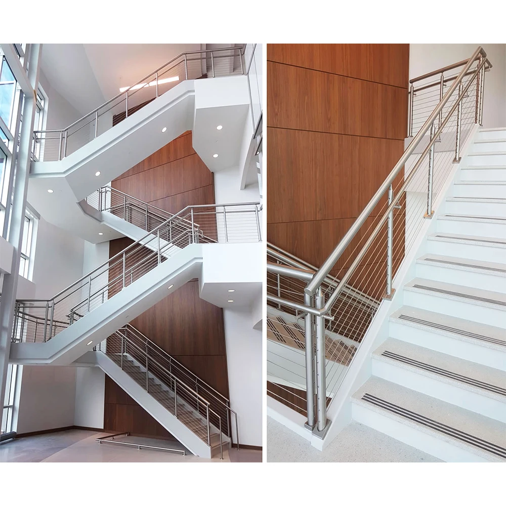 Factory Stainless Steel Veranda Cable Wire Railing with Black Square Post Side Mounted Balcony DIY Cable Railing