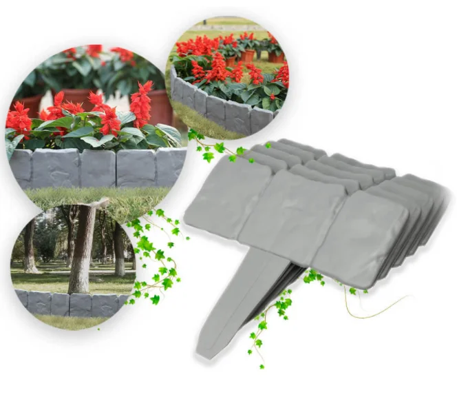 Insert Plastic Garden Edging Stone Border Garden Lawn Border, Simulation stone fence