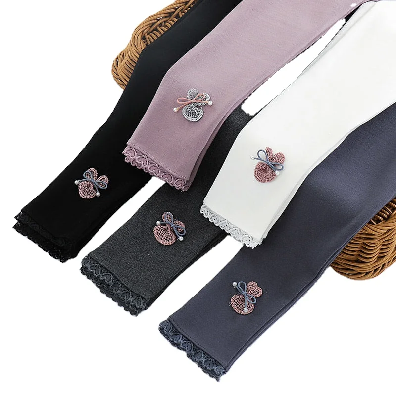 Girls Leggings Autumn spring Children Cotton Cartoon pencil Pants Lace Butterfly Cotton Leggings