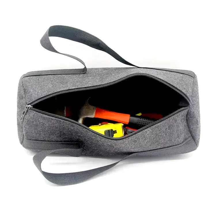 Wholesale custom felt heavy duty multipurpose electrician storage organizer bag large capacity round tool pouch bag