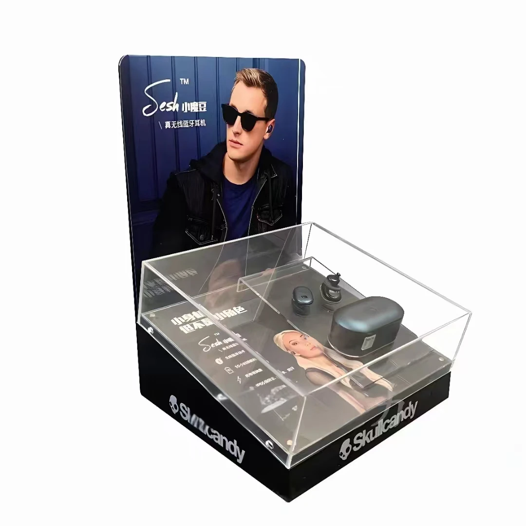 Factory Directly Customized Acrylic Headset Display With LED Background Earphone Acrylic Display Rack For  Retail Shop