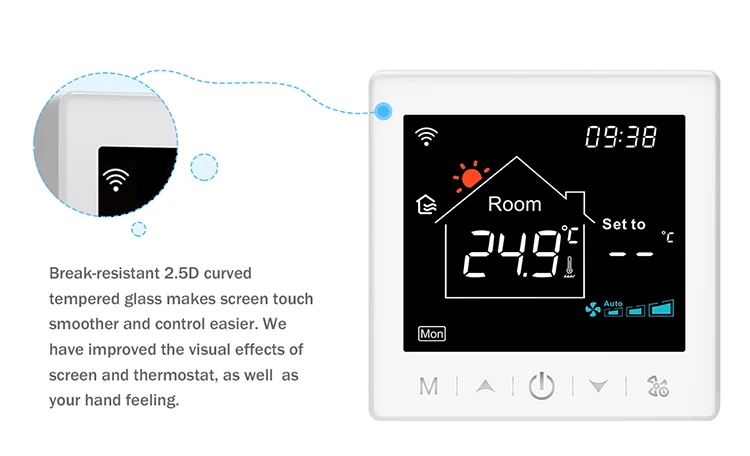 Wi-Fi smart thermostat Capacitive Touch 3A Smart WiFi/485 Modbus Fan Coil Thermostat