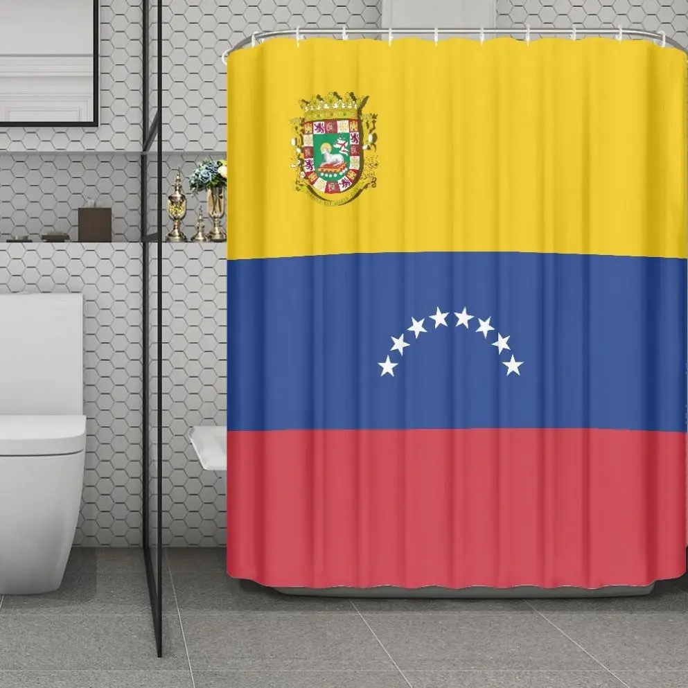 Custom Puerto Rico Flag Shower Curtain Bathroom Print On Demand Designer Fabric Shower Curtains Sets Wholesale Shower Curtains