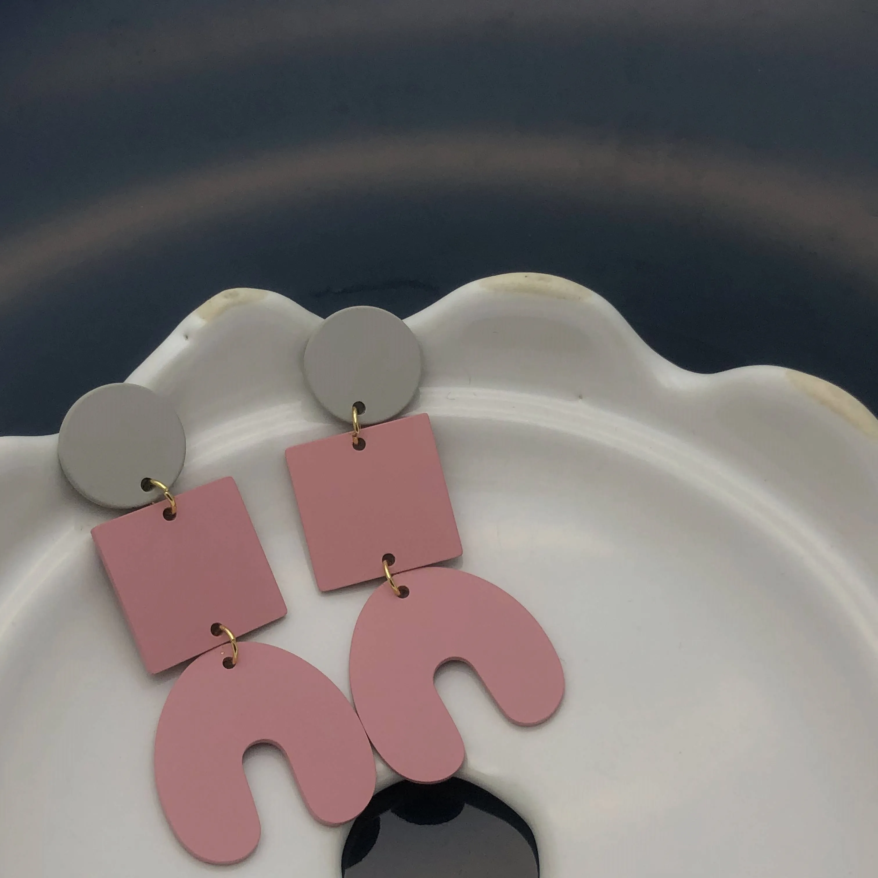 Eico fashion geometric acrylic amber stud earrings circle resin marble pattern earrings in tortoise shell for women jewelry