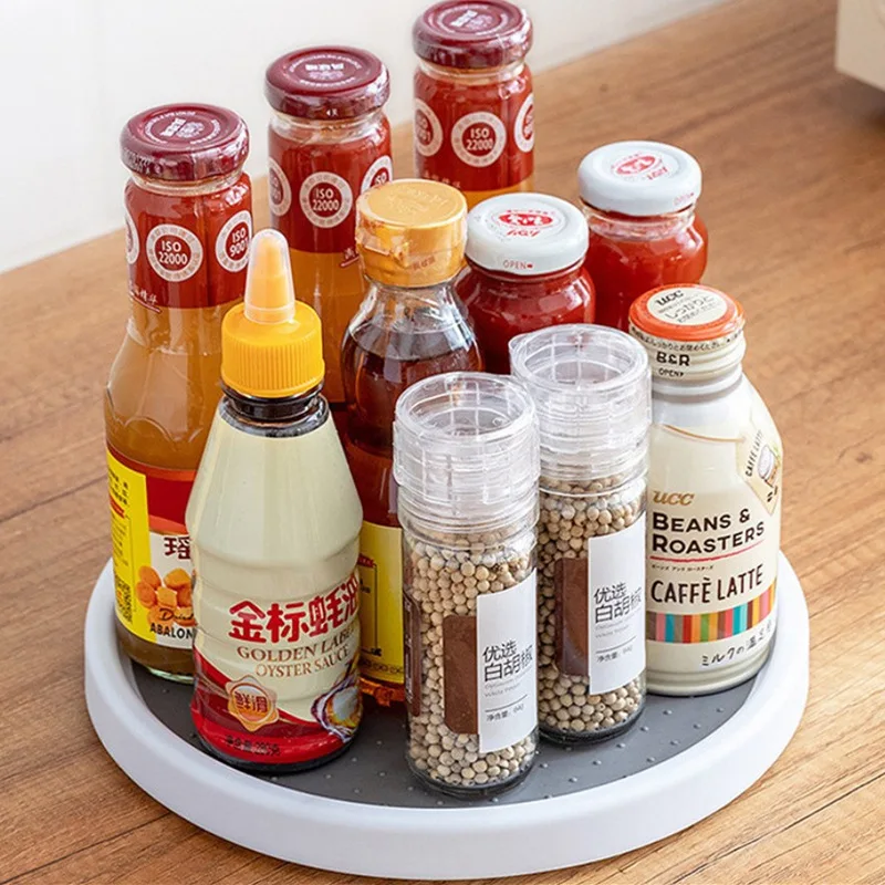 Non-skid Pantry Cabinet Spice Rack Plastic Lazy Susan Storage Holders&Racks