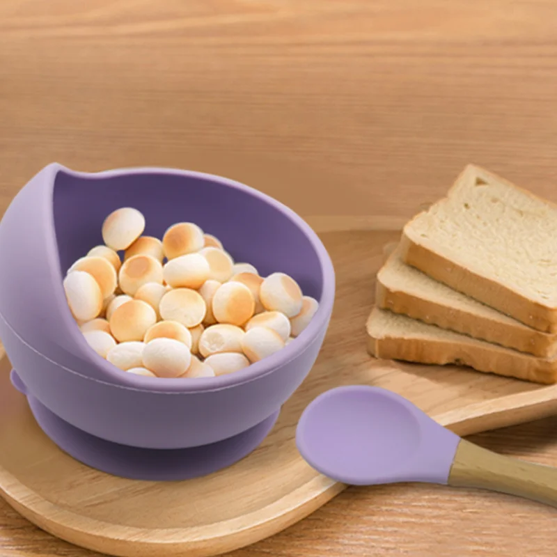 Wholesale Food Grade BPA Free Suction cup baby feeding bowl sleeve base silicone baby bowl
