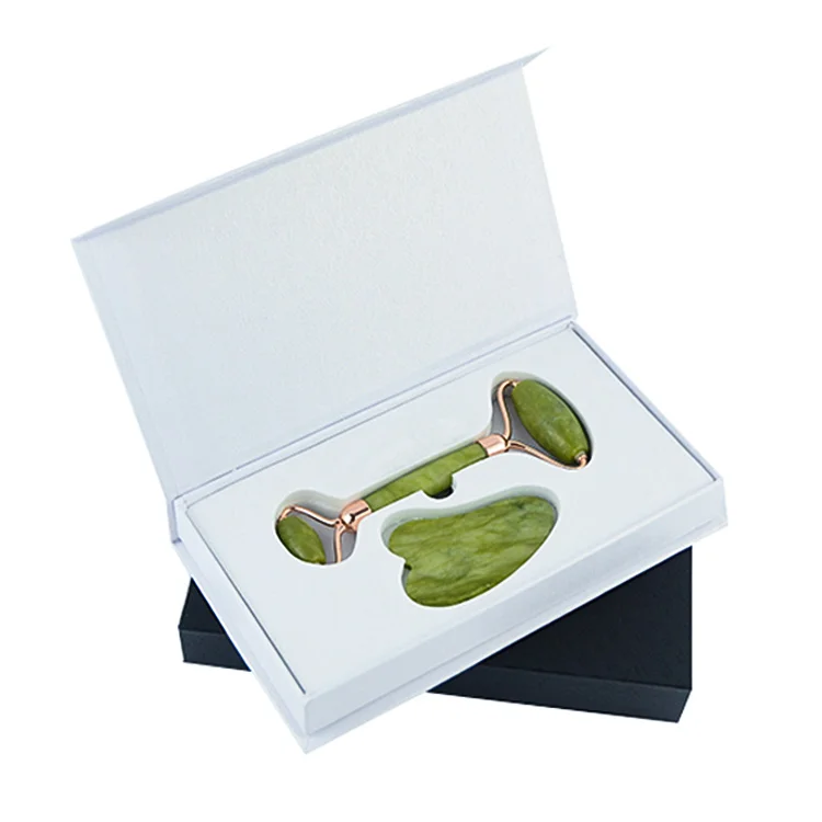 100% высококачественный натуральный зеленый нефритовый ролик Гуаша набор, Нефритовый каменный ролик зеленый нефритовый ролик для лица