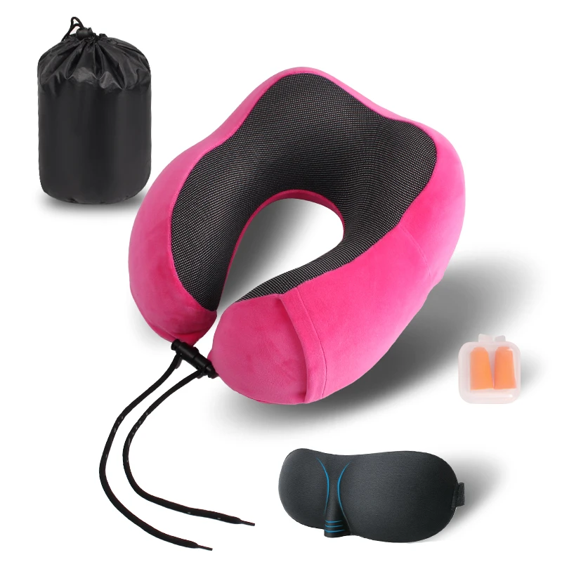 High Quality Cheap Price Custom Accepted Car Neck Message Pillow with Eye Mask and Ear Plug