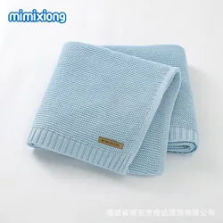 Wholesale 100% cotton plain knitted baby blanket for Baby Boy And Girl