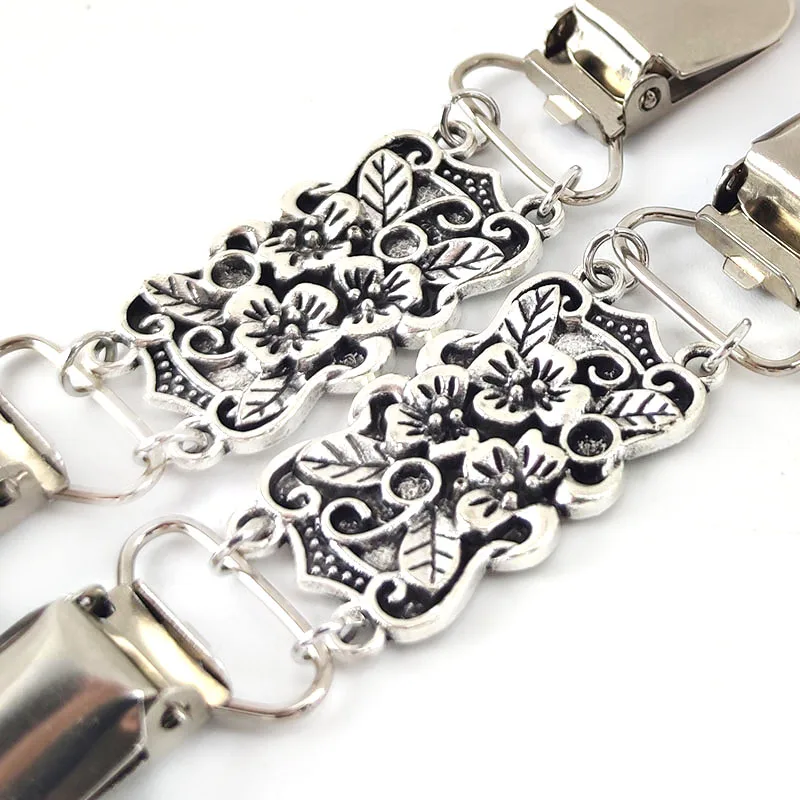 Deepeel KY299 Antique Silver Sweater Cardigan Hook Retro Buttons Decorative Garment Buckle Connection Clips