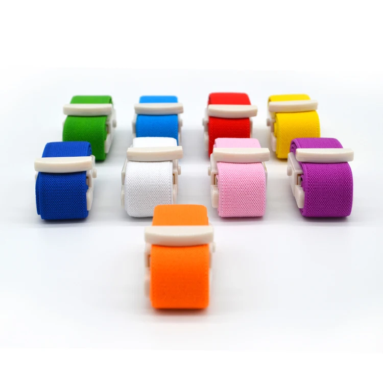 Available Customized Blood Collection Plastic Buckle Medical Tourniquet Elastic Band
