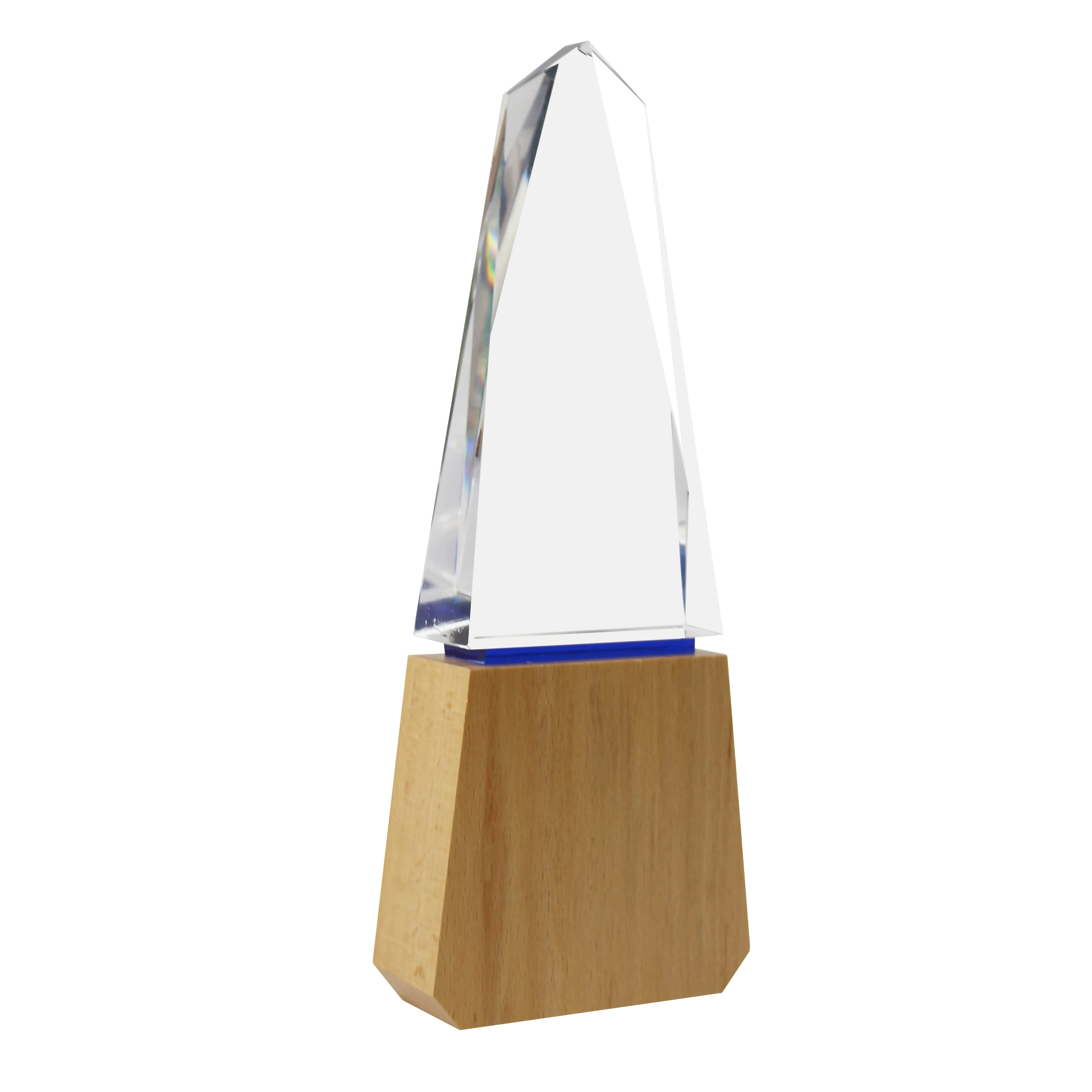 Wholesale wooden Custom K9 Crystal glass Trophies