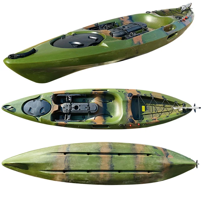 Оптовая продажа большой быстрый 8.7ft 10ft 12ft surf outrigger каяк Европа сидеть на одном сиденье педаль для рыбалки синий океан каяк