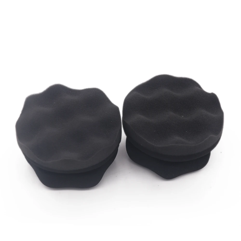 Wave Black Foam Tire Waxing Sponge Pad Handle Dressing