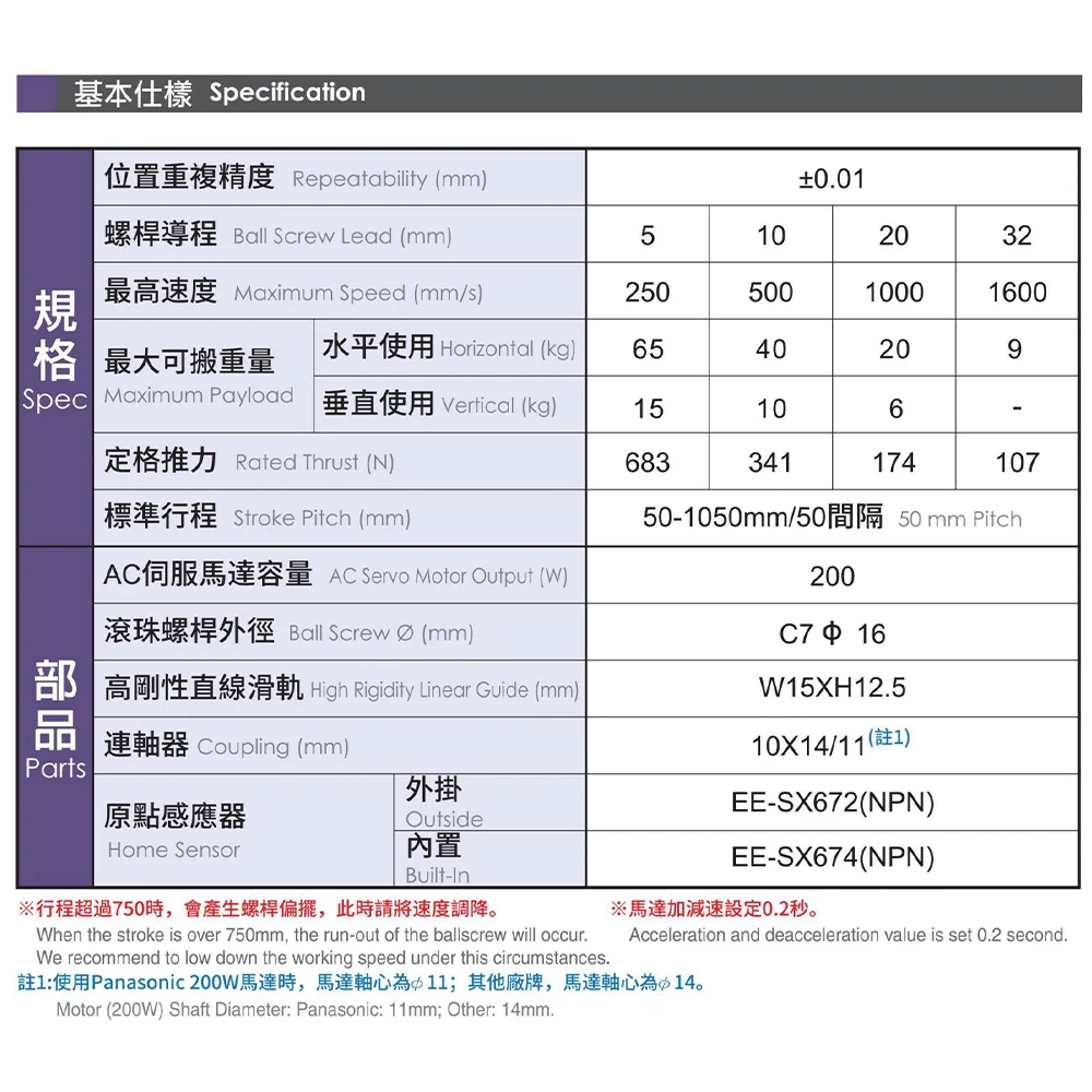 PFTH11 200W 250-1600mm/s 1-axis Ball Screw Drive slides module Automation CNC Electric Linear Motion Rail Stage Actuator