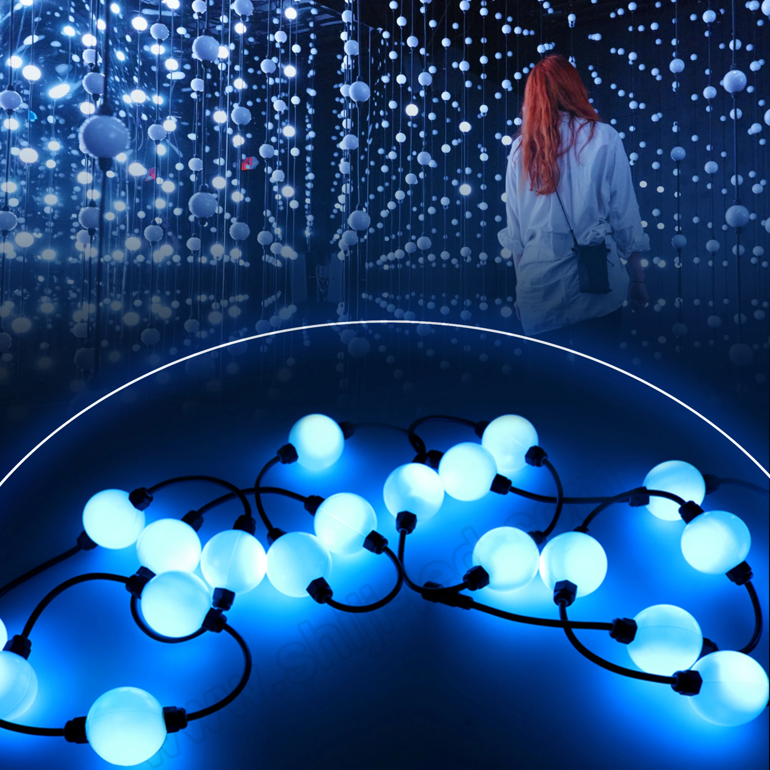 Factory direct supply DC 12v ws2801 50mm  addressable smart pixel rgb  Permanent  Christmas Led Ball light