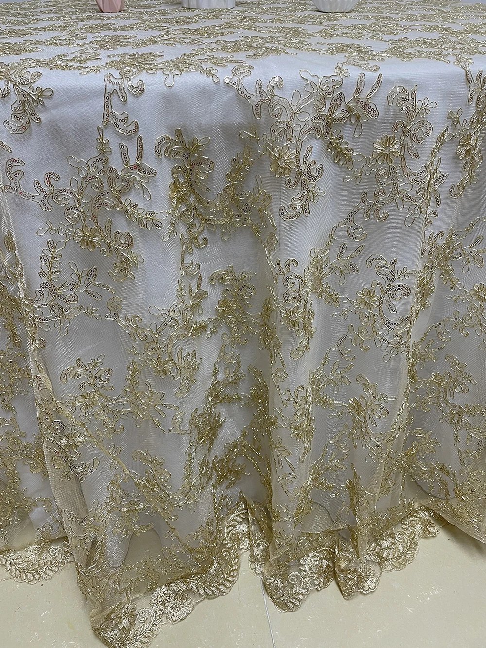 Новая скатерть, кружевная скатерть золотого цвета, скатерть кружевная оптом
