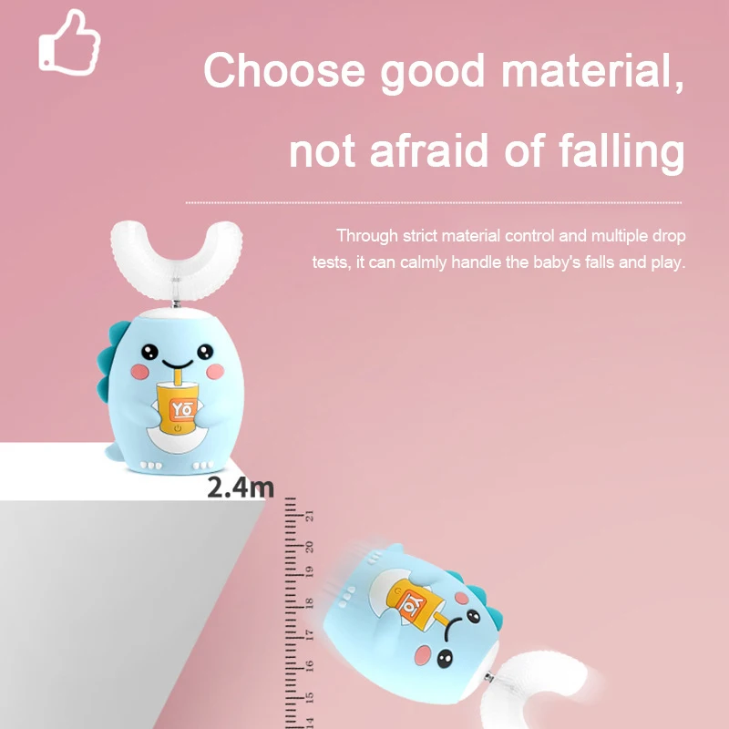 Custom Smart Timer Power Kids Electric Rechargeable Soft Children Cleaning Replacement Batteries U Shape Toothbrush