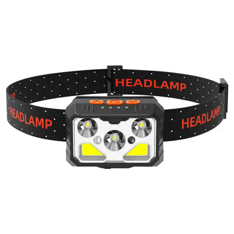 Emergency Camping Head Torch Light Led Induction Headlamp Rechargeable Cob Outdoor Running Fishing Strong Light Headlamp