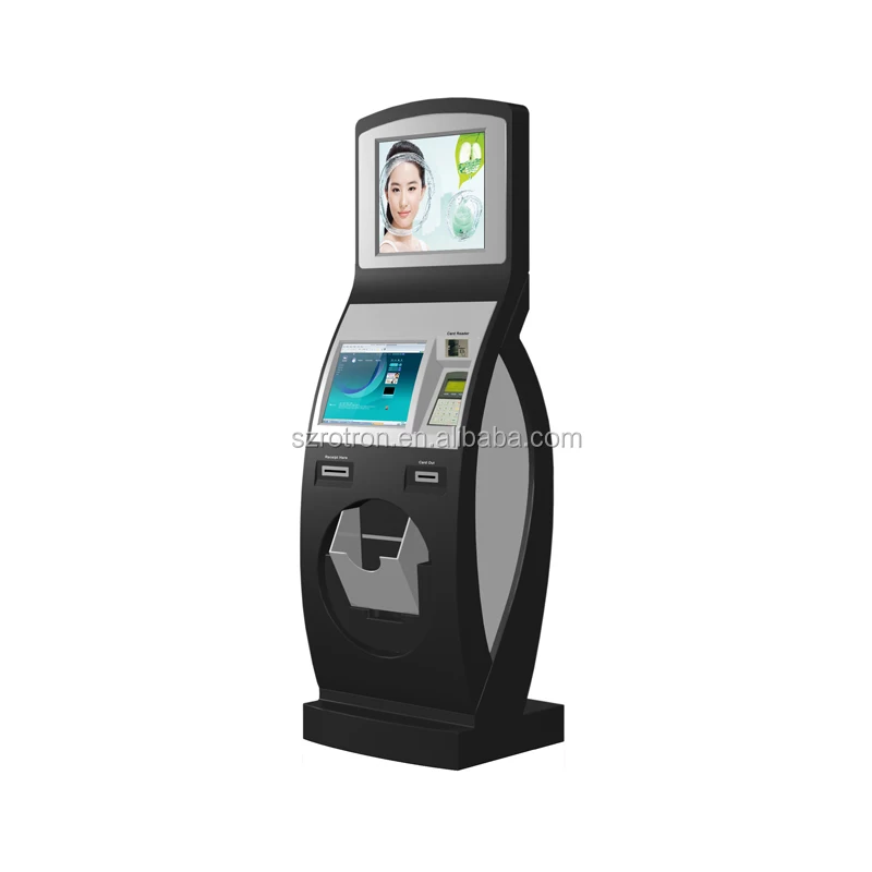 
Dual screen Anti Vandalism floor stand airport payment Kiosk with Encrypted Pinpad and Credit card reader 