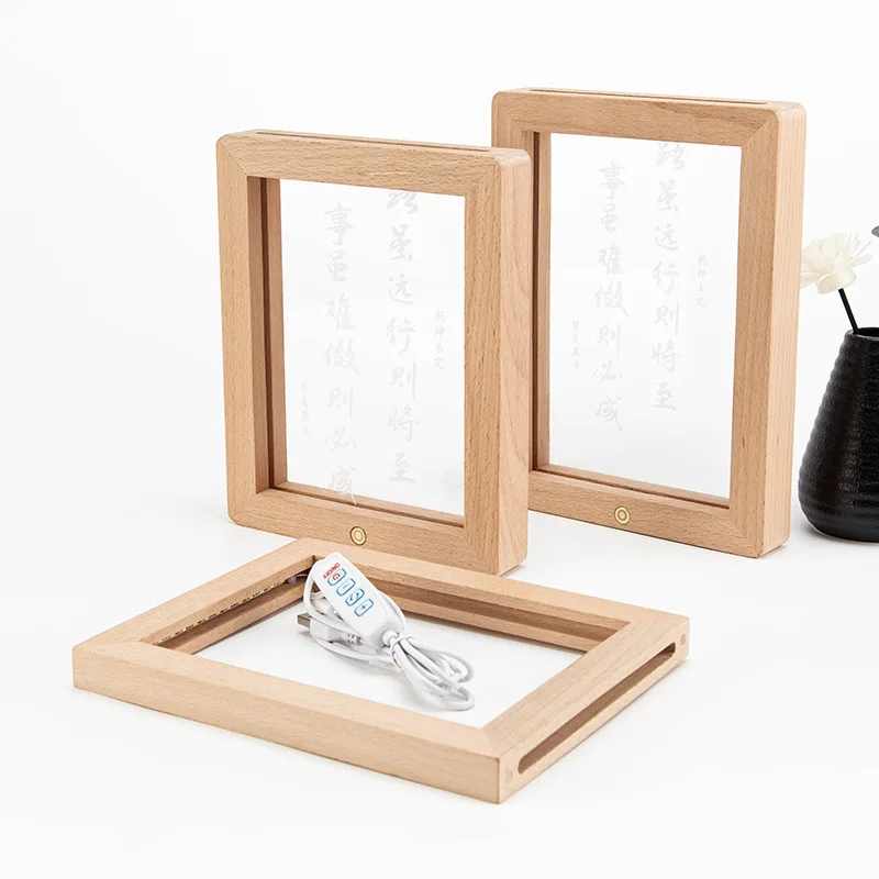 3D Иллюзия светодиодная фоторамка ночник Фантастическая деревянная настольная лампа с переключателем питания