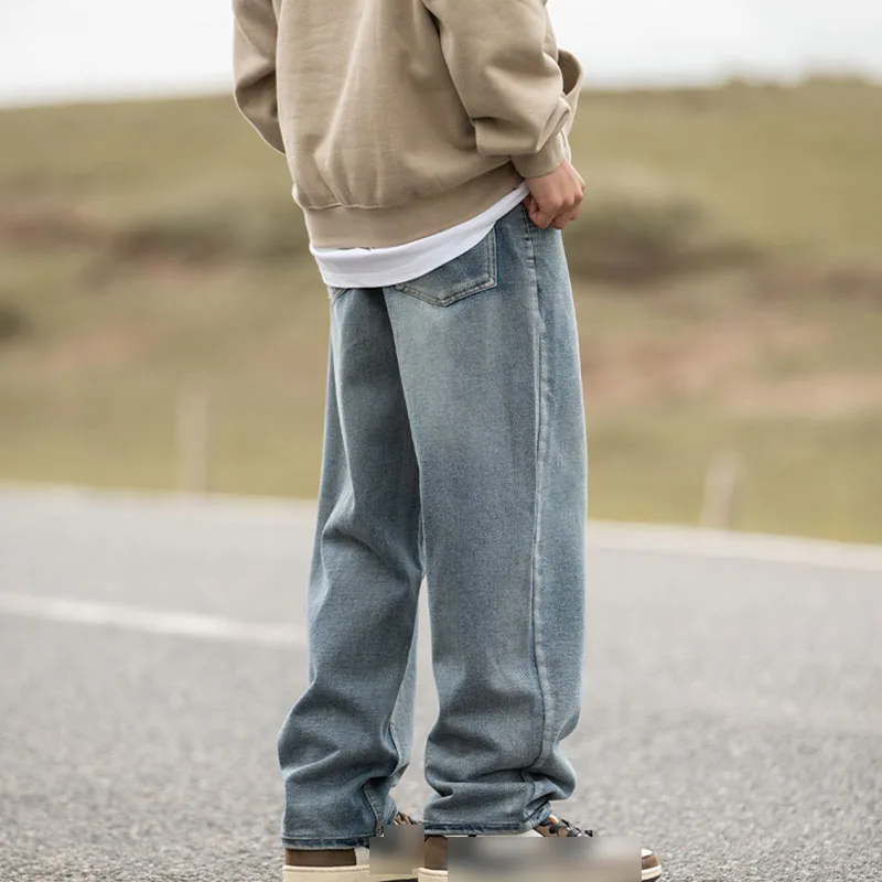 Baggy Jeans Trousers for Men High Quality Denim Trousers Men Streetwear Pant Men 2024 Loose Straight Jeans Acid Wash Pants