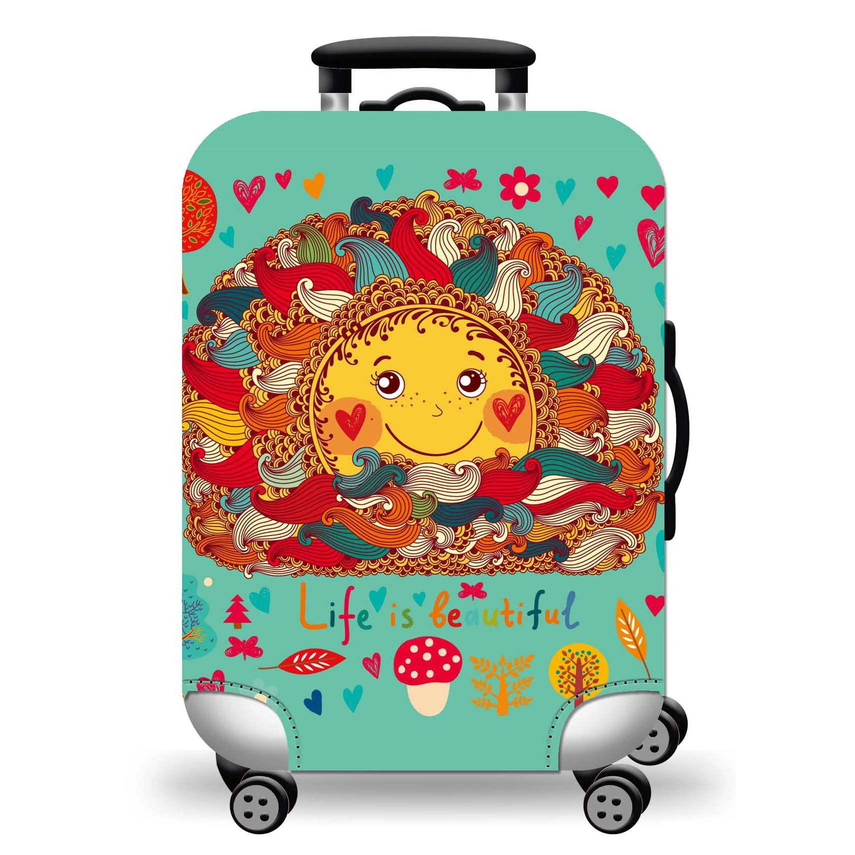 New Custom Printed Luggage Covers Elastic Protective Waterproof Terylene Spandex Suitcase Cover
