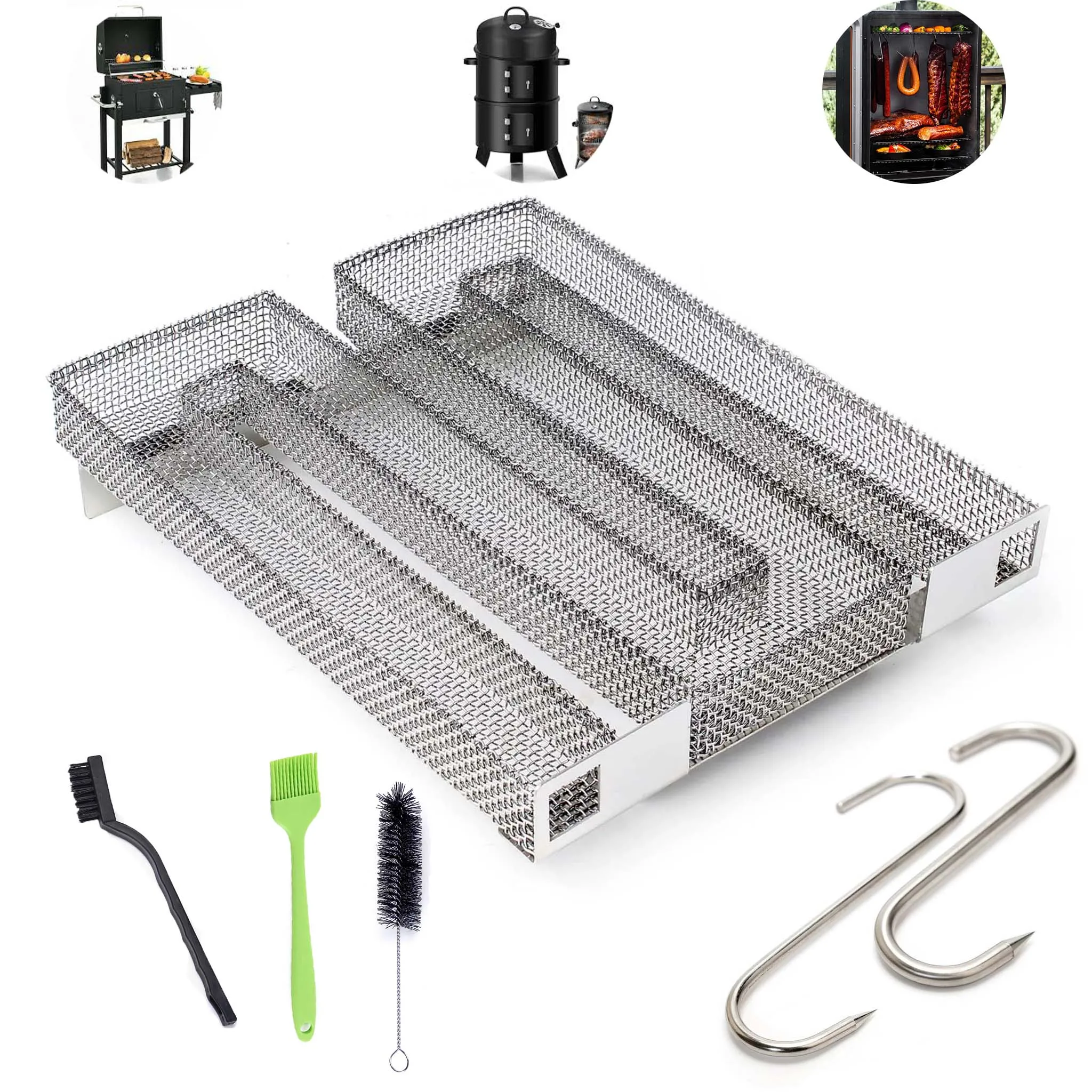 Wood pellet smoker tray made of stainless steel BBQ smoke box add flavor to your roasting food