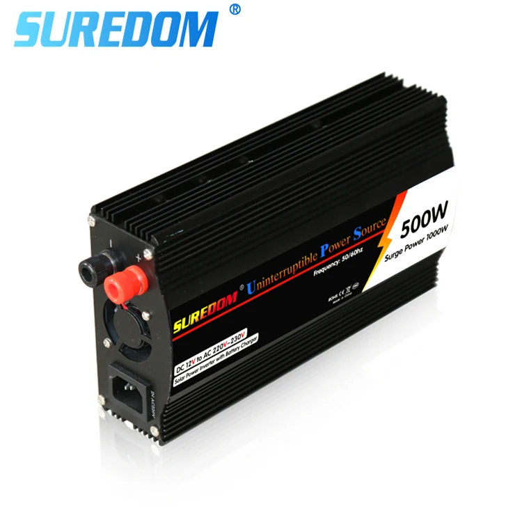 SUREDOM Factory DC To AC 24v UPS Inverter 500w 700w 1050w 1500VA AVR Sine Wave AC Power Inverter with Charger