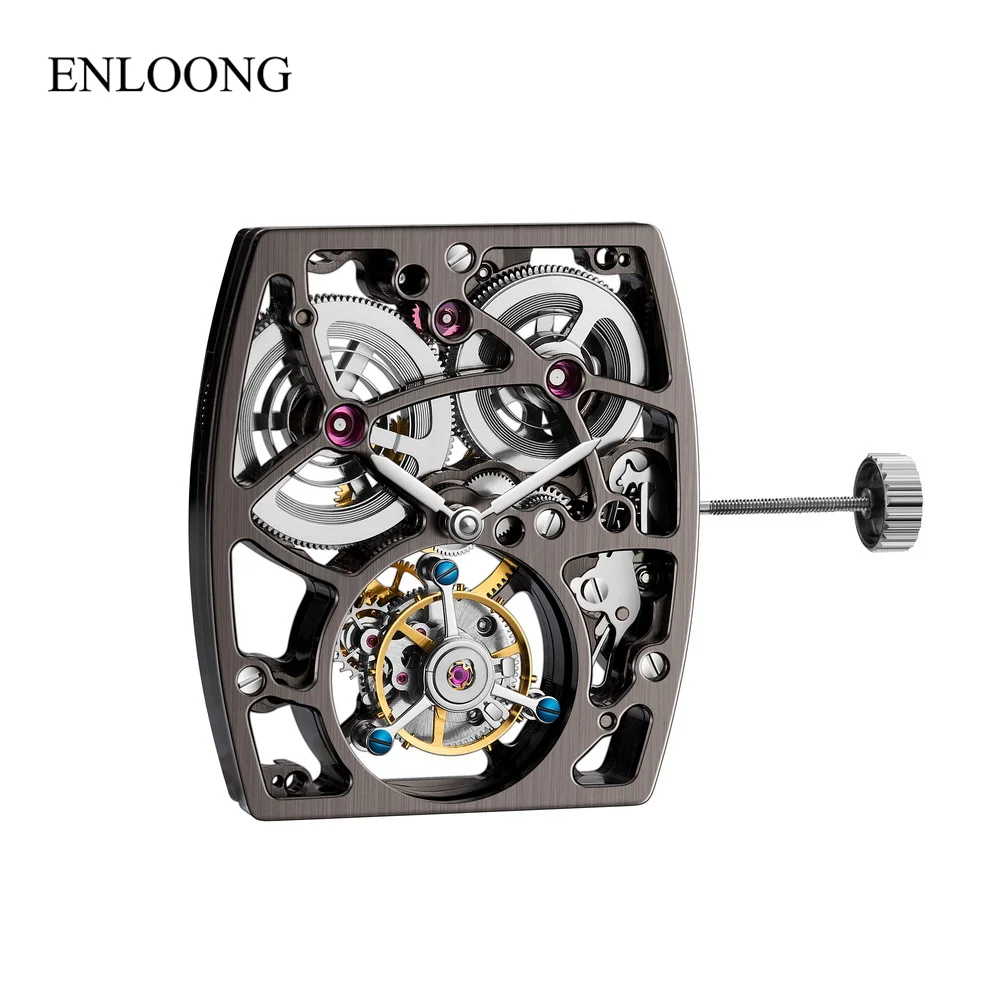 ENLOONG Personality Customized Function Watch Parts Mechanical Square Skeleton Visible Tourbillon Movement Replacement