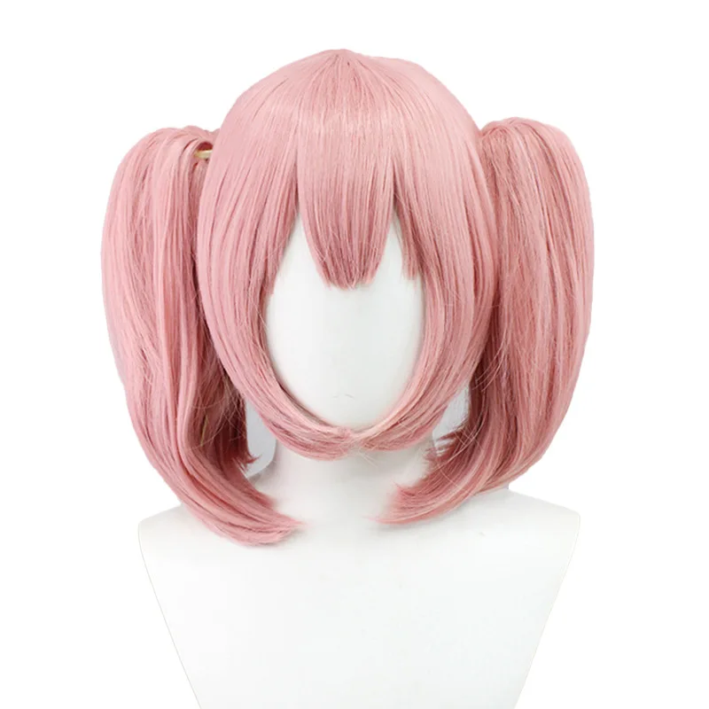 Magic Girl Dream Pink Short Double Ponytail Cosplay Hair Wholesale Lolita Sweet Lovely Straight Wig Anime Cosplay Wig Party Wigs