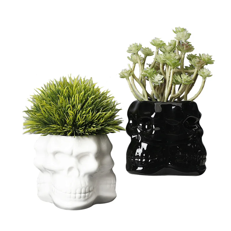 Hot Selling Personalized Skull Succulent Pot Ceramic Flower Pots For Indoor Plants