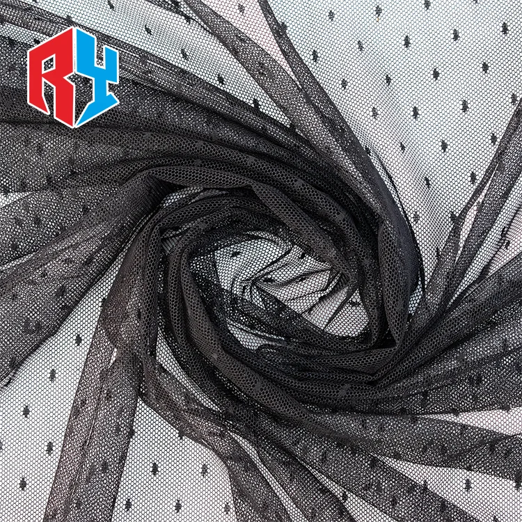 2024 92% Spandex 8% Black Jacquard Wedding Net New Arrival Stock Nylon Fabric 100% Polyester for garment