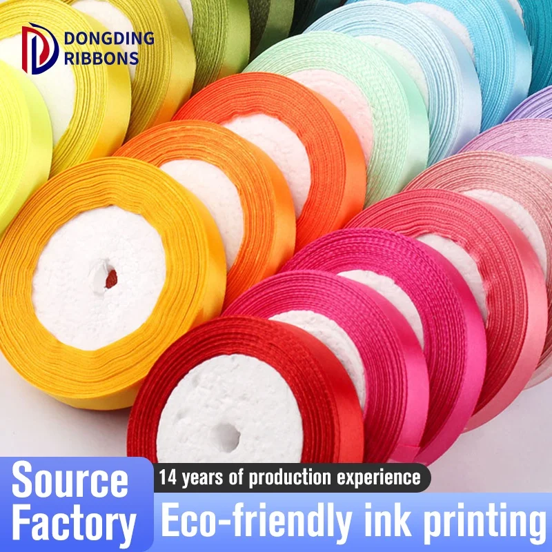 Hot Sale Wholesale Packing Colorful 25yard/roll Satin Ribbon in Stock Decoration Strip Ribbon for Gift Bag