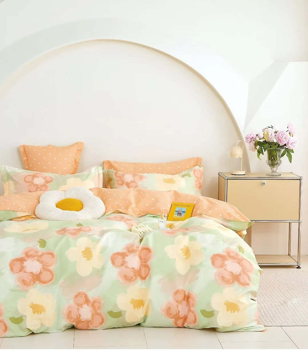 new design western design 100% cotton pigment printed comforter set modern style bed cover 4Pcs plant bed linen for home