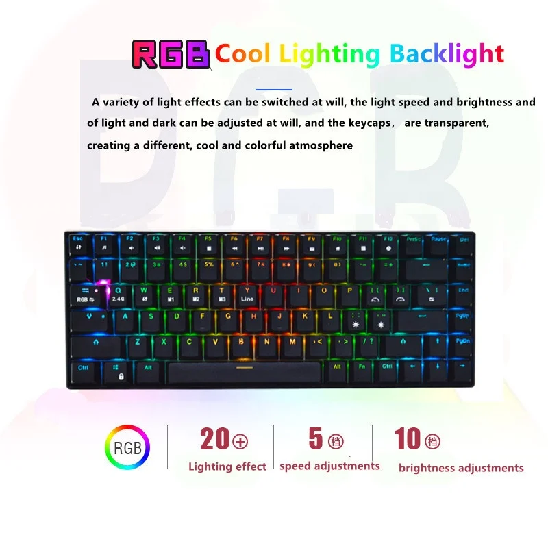 Hotsale 84 Keys Professional 3 Modes RGB Backlight Mechanical Keyboard Gaming Keyboard