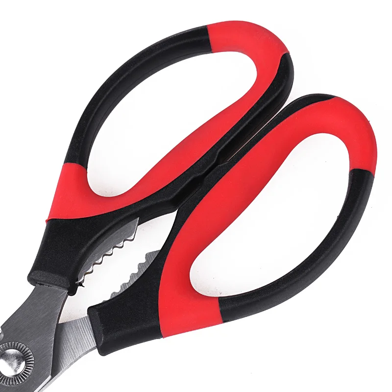 Wholesale Price Heavy-duty Multifunctional Solid Red sharp Kitchen Scissors for Chicken, Duck, Fish and Vegetable Processing