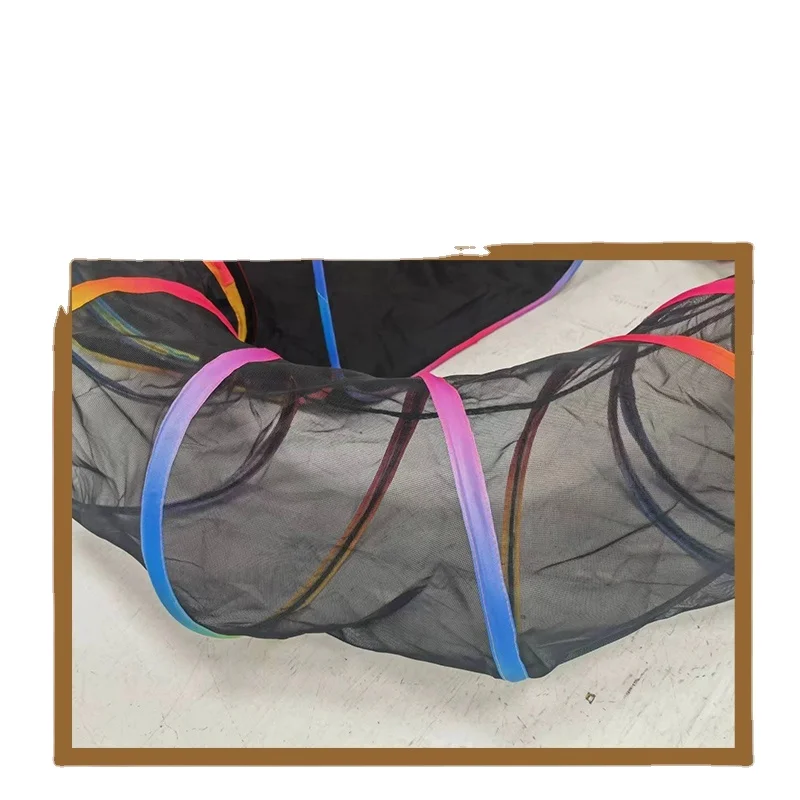 Free Sample Rainbow edge color Pop Up Pet Playpen with Surround Tunnel 2 in 1 cat enclosures Cat Tent Mesh Fabric
