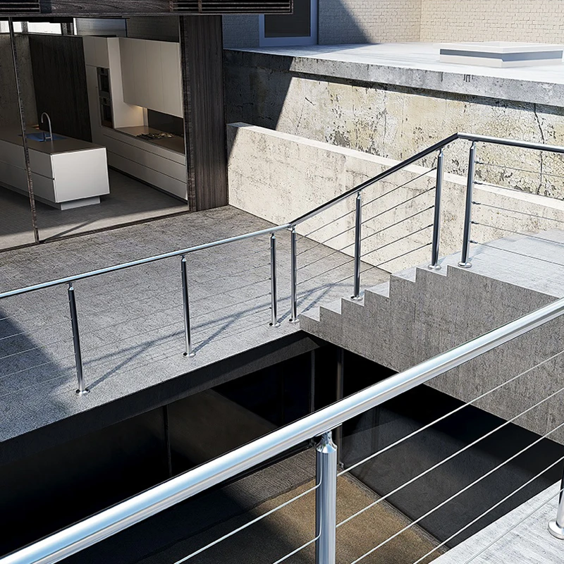 galvanized pipe stair flat aluminum wall mounted handrail balustrades railing stainless steel cable system