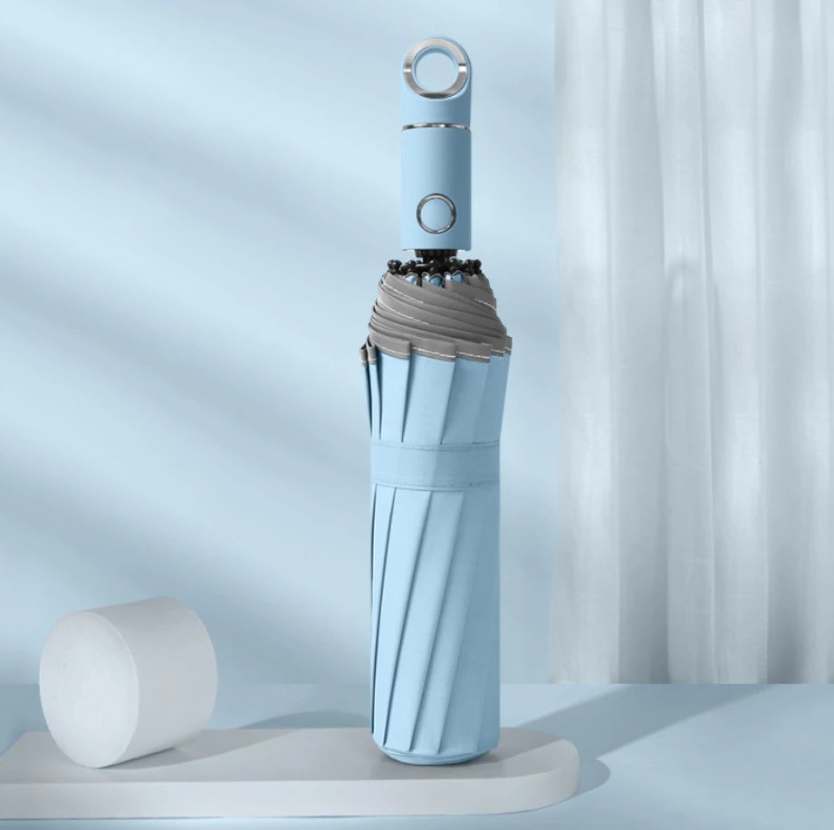 High quality 25inch large size wooden handle auto open close umbrella 3 fold automatic paraguas