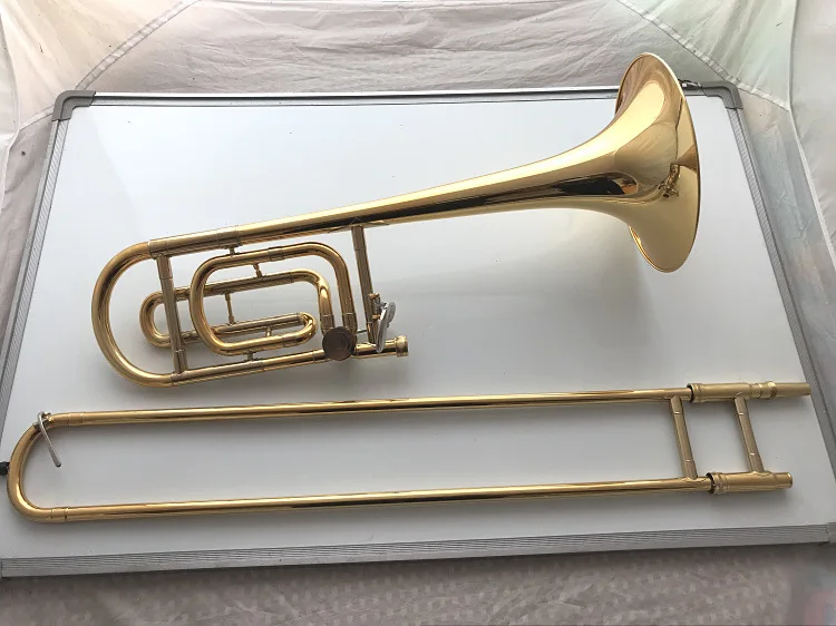 High quality Tenor trombone Gold professional performance inflected trombone adult B flat tenor trombone with bag