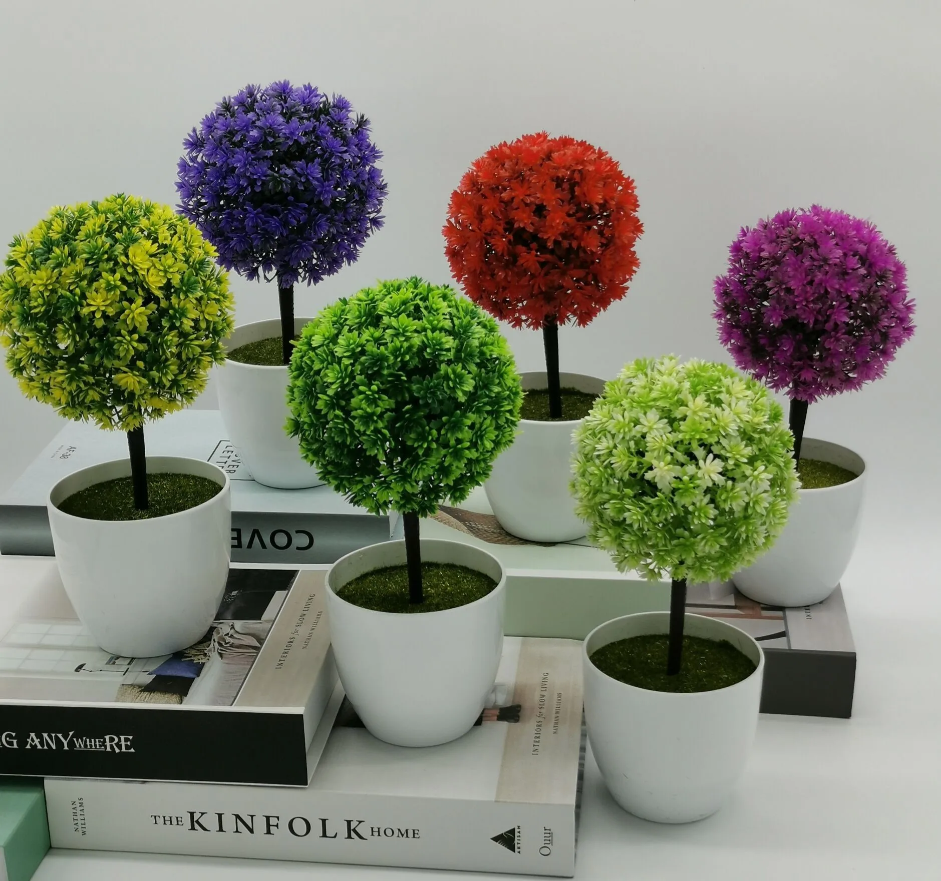 office decor accessories plastic pineapple grass bonsai mini grass ball tree