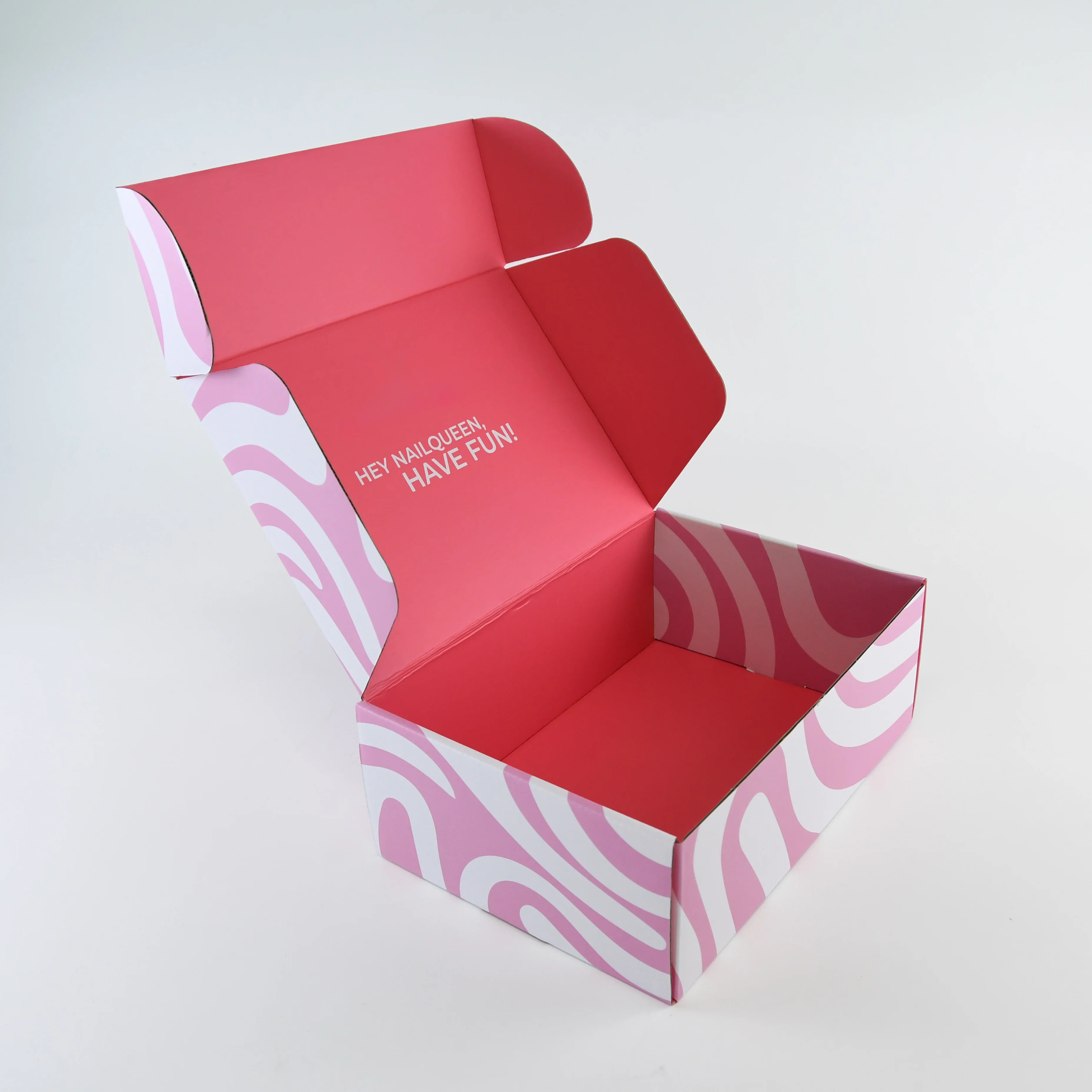 new arrival pink color customized size corrugated mailer paper gift box