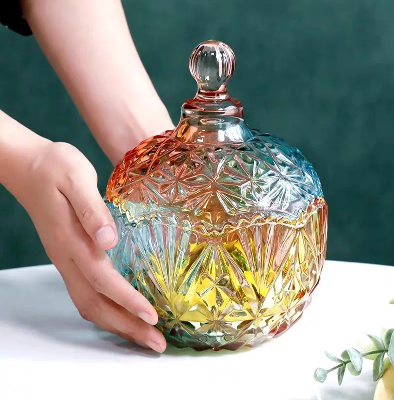 
Scented Luxury Candles Jars Rainbow Effect Electroplated Glass Jars 