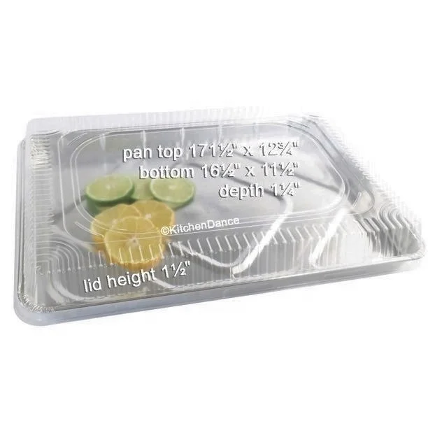 447.6*325*31.7mm Food grade 3700ml Large capacity aluminum foil platter shallow baking pan tray with lids food take away