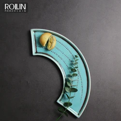 Porcelain Dish Plate Small Green Japanese Plate Ceramic Table Set Cake Dessert Slate Plate Cheese Dessert Board Set