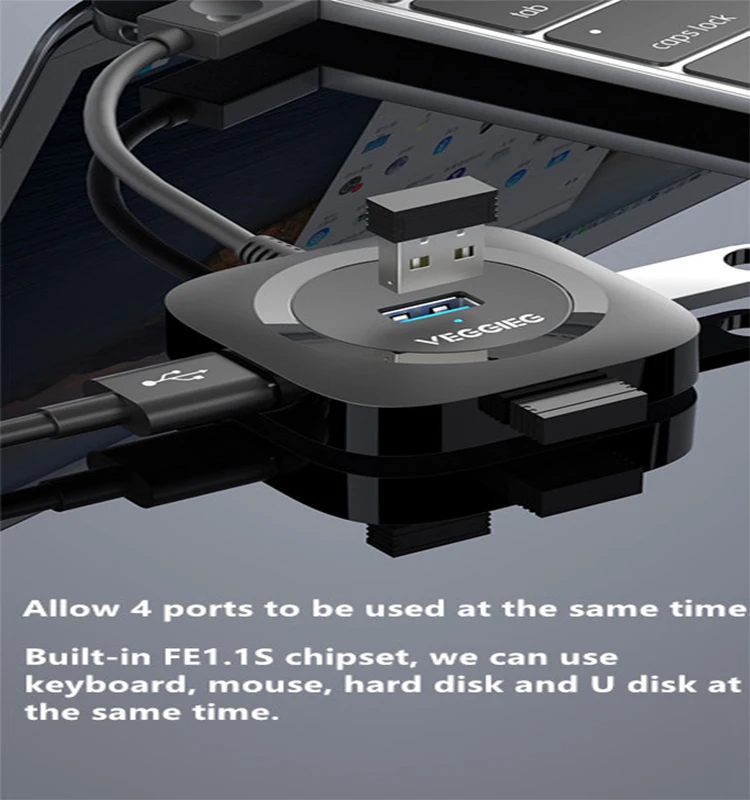 Hot Selling Factory OEM USB Type c HUB to 4 Ports USB 3.0 HUB for Computer with Micro Power Supply