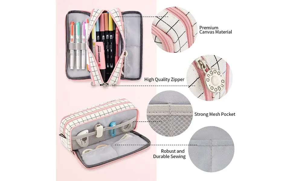 Pencil Case Big Capacity Pen Marker Holder Pouch Box Makeup Bag Oxford Cloth Large Storage Stationery Organizer with Zipper for