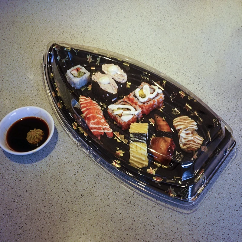 Disposable Japanese Boat PS Sushi Tray Food Grade Plastic Food Sushi Serving Container